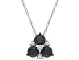 1.50 Carat (ctw) Black and White Diamond Pendant Necklace in10K White Gold with Chain